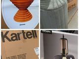 plusieurs photos différentes d'une table sur laquelle est posée une lampe