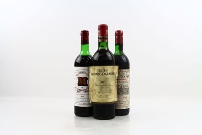 Réunion de 3 bouteilles de vin de Bordeaux divers, étiquette…