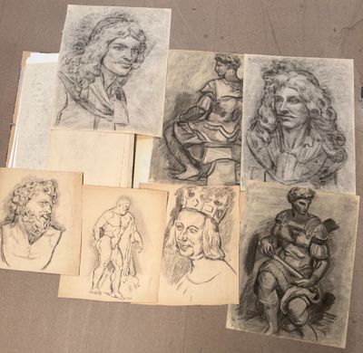 plusieurs dessins représentant des personnes assises les unes à côté des autres sur une table