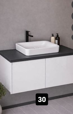Ensemble meuble de salle de bain 100 cm OSKAB – Blanc avec v…