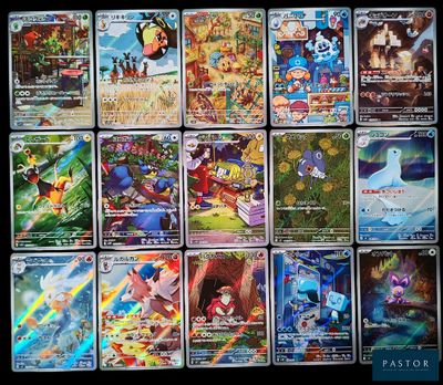 a lot of pokemon cards that are on the table