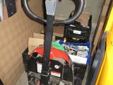 an image of a forklift parked in a garage