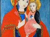 a painting of a woman holding a child in her arms