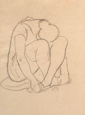 l'image d'un dessin d'un homme assis sur le sol