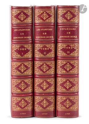 a set of four red books with gold trimmings on them
