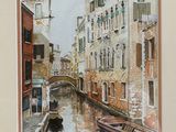 a picture of a painting of a boat on the water