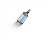 un pendentif composé d'une topaze bleu aqua et de diamants, sur fond blanc