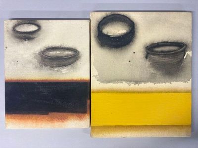 Madhu BASU (né en 1956). Magma 145 fond jaune : Magma 144 fo…