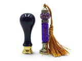 paire de flacons de parfum en verre violet et noir ornés d'un pompon