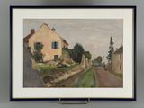 une image représentant une peinture d'une maison dans une rue
