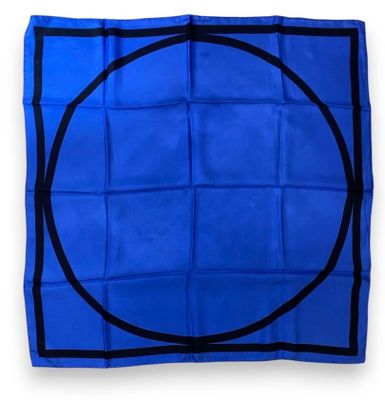 a blue square with a black circle on it