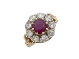 bague ancienne en rubis et diamants