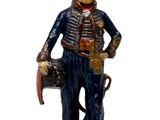 figurine of a man in uniform holding a rifle and a bag