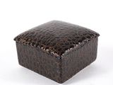 crocodile skin square box with lid - brown