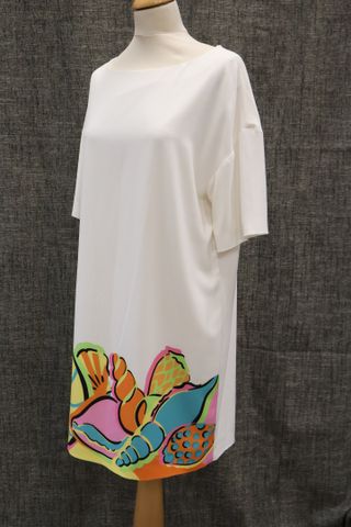 Boutique MOSCHINO – Robe manches courtes blanche et multicolore s...