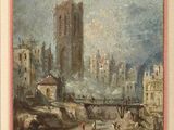 an image of a painting of a city with a bridge in the foreground
