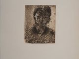 a black and white drawing of a woman ' s face
