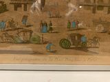 a picture of a picture of a town with people and horses
