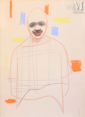 MORETTI Raymond (1931-2005) Dessin au crayon gras de couleur…