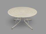 an image of a white table with a circular design on it