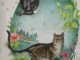 une image représentant un chat et un oiseau dans un tableau