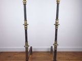 paire de bougeoirs anciens en laiton et marbre noir