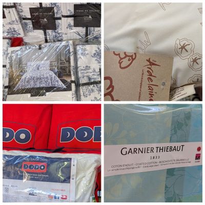 plusieurs photos représentant divers articles exposés dans un magasin