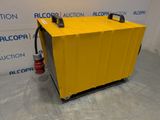 a yellow box sitting on top of a metal cart