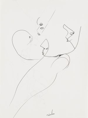 an image of a drawing of a woman ' s face on a piece of paper