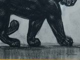 pencil drawing of a black cat on a white background