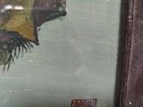 a picture of a window with a picture of a bird on it