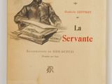 an old book with a drawing of a man sitting at a table