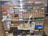 a metal cart with a lot of boxes on it