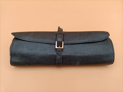 Petite trousse à compartiment cuir noir souple