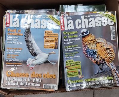 deux magazines dans une boîte en carton avec un oiseau en couverture