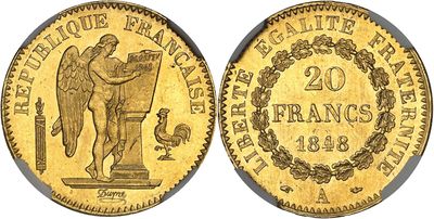 a gold coin with an image of an angel on it