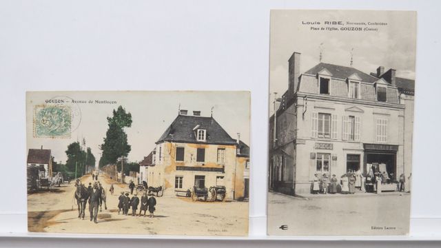 Gouzon : Lot de 2cpa : Avenue de Montluçon(carte colorisée).TBE +...