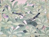 un tableau représentant un oiseau perché sur une branche d'arbre