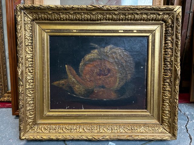 « Nature morte à la citrouille ». Huile sur toile. Non signée 