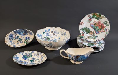 five different pieces of china on display on the table