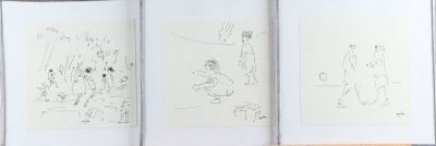 trois dessins accrochés au mur d'une pièce où se trouve une chaise