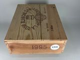 a wooden box that has a label on it