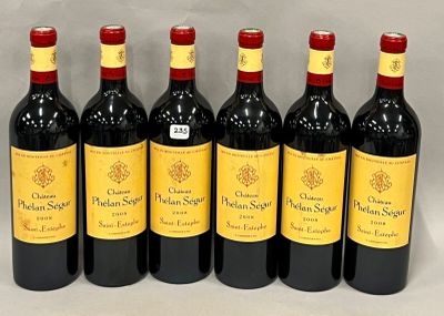 six bouteilles de vin rouge alignées sur une table