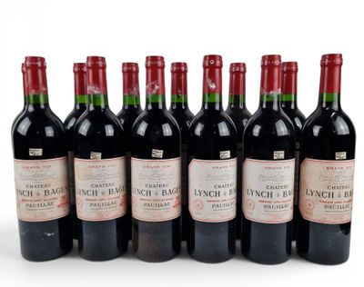 six bottles of red wine lined up in a row on a white surface