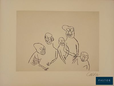 drawing of a family with a child and a dog in a room