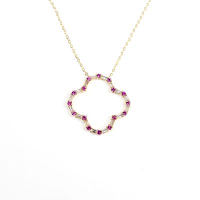 Collier "Trêfle" en or jaune 18K (750/oo), serti de seize di…