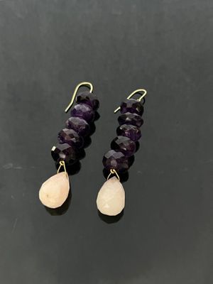 amethorate and rose quartz earrings