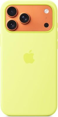 l'arrière d'une coque d'iPhone jaune sur laquelle figurent trois objectifs d'appareil photo