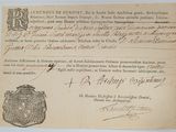 un ancien document sur lequel figure le dessin d'un blason
