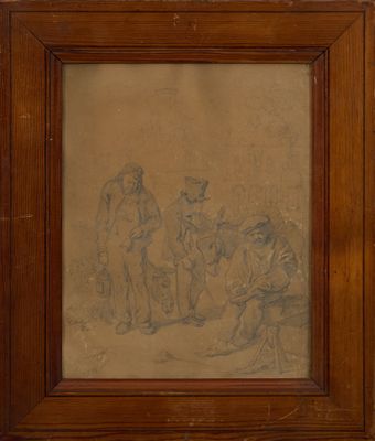 Jules Boilly (1796-1874) Scène animée de paysans 1832 Fusain…